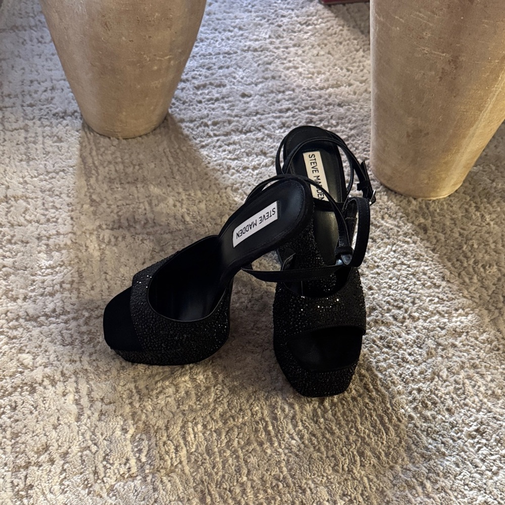 Steve Madden Black Sparkle Heels